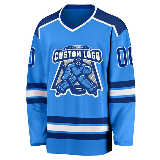 Custom Powder Blue Royal-White Hockey Jersey - Sky-Custom