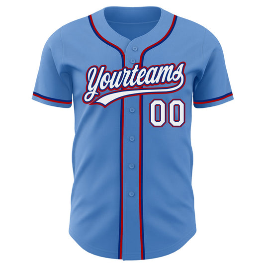 Custom Powder Blue White Royal-Red Authentic Baseball Jersey - Sky-Custom