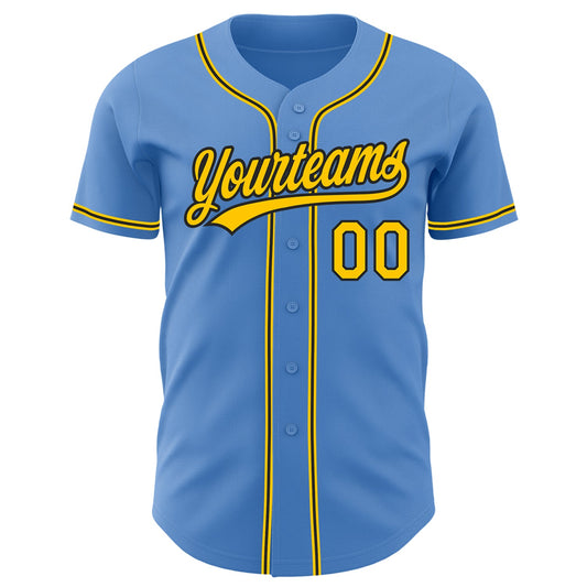 Custom Powder Blue Yellow-Black Authentic Baseball Jersey - Sky-Custom
