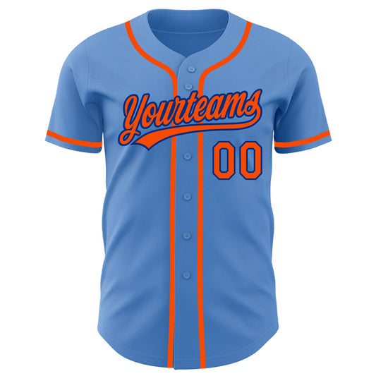 Custom Powder Blue Orange-Royal Authentic Baseball Jersey - Sky-Custom