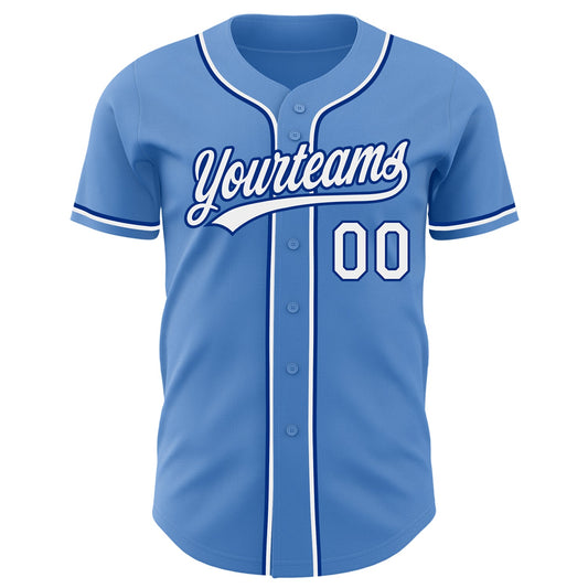 Custom Powder Blue White-Royal Authentic Baseball Jersey - Sky-Custom
