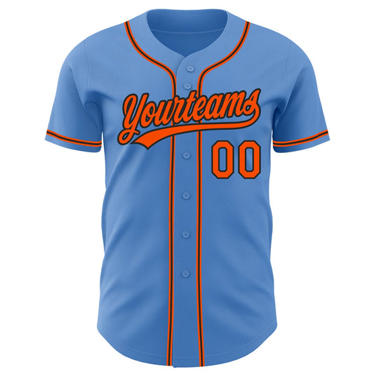 Custom Powder Blue Orange-Black Authentic Baseball Jersey - Sky-Custom