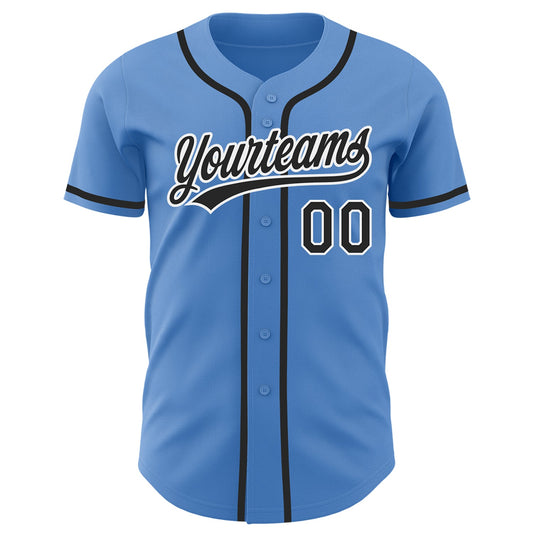 Custom Powder Blue Black-White Authentic Baseball Jersey - Sky-Custom