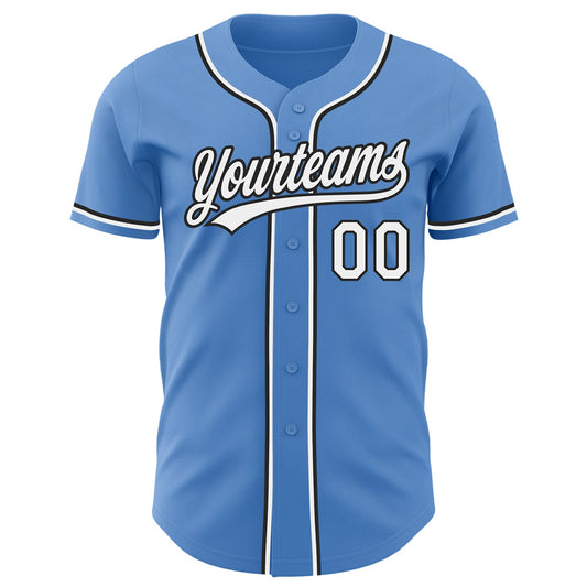 Custom Powder Blue White-Black Authentic Baseball Jersey - Sky-Custom