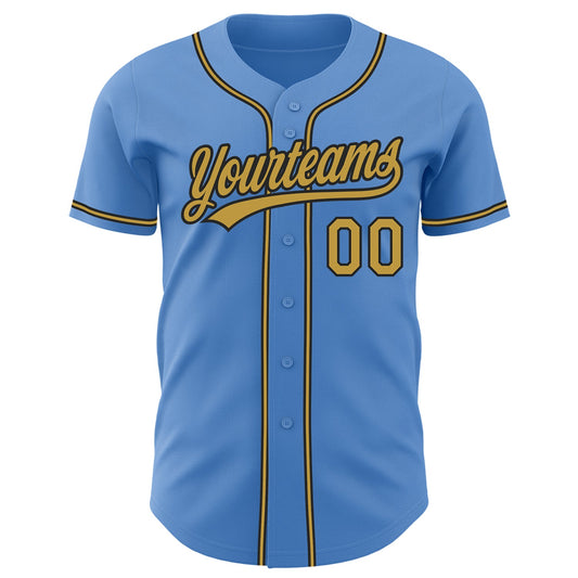 Custom Powder Blue Old Gold-Black Authentic Baseball Jersey - Sky-Custom