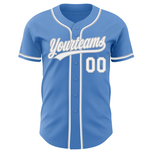 Custom Powder Blue White-Gray Authentic Baseball Jersey - Sky-Custom