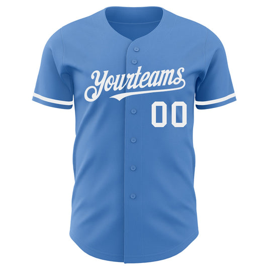 Custom Powder Blue White Authentic Baseball Jersey - Sky-Custom