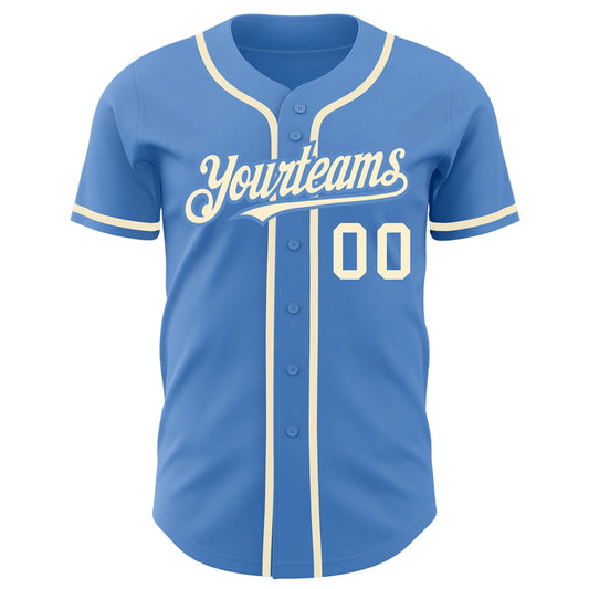 Custom Powder Blue Cream Authentic Baseball Jersey - Sky-Custom