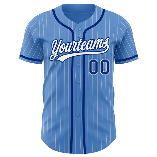 Custom Powder Blue White Pinstripe Royal Authentic Baseball Jersey - Sky-Custom