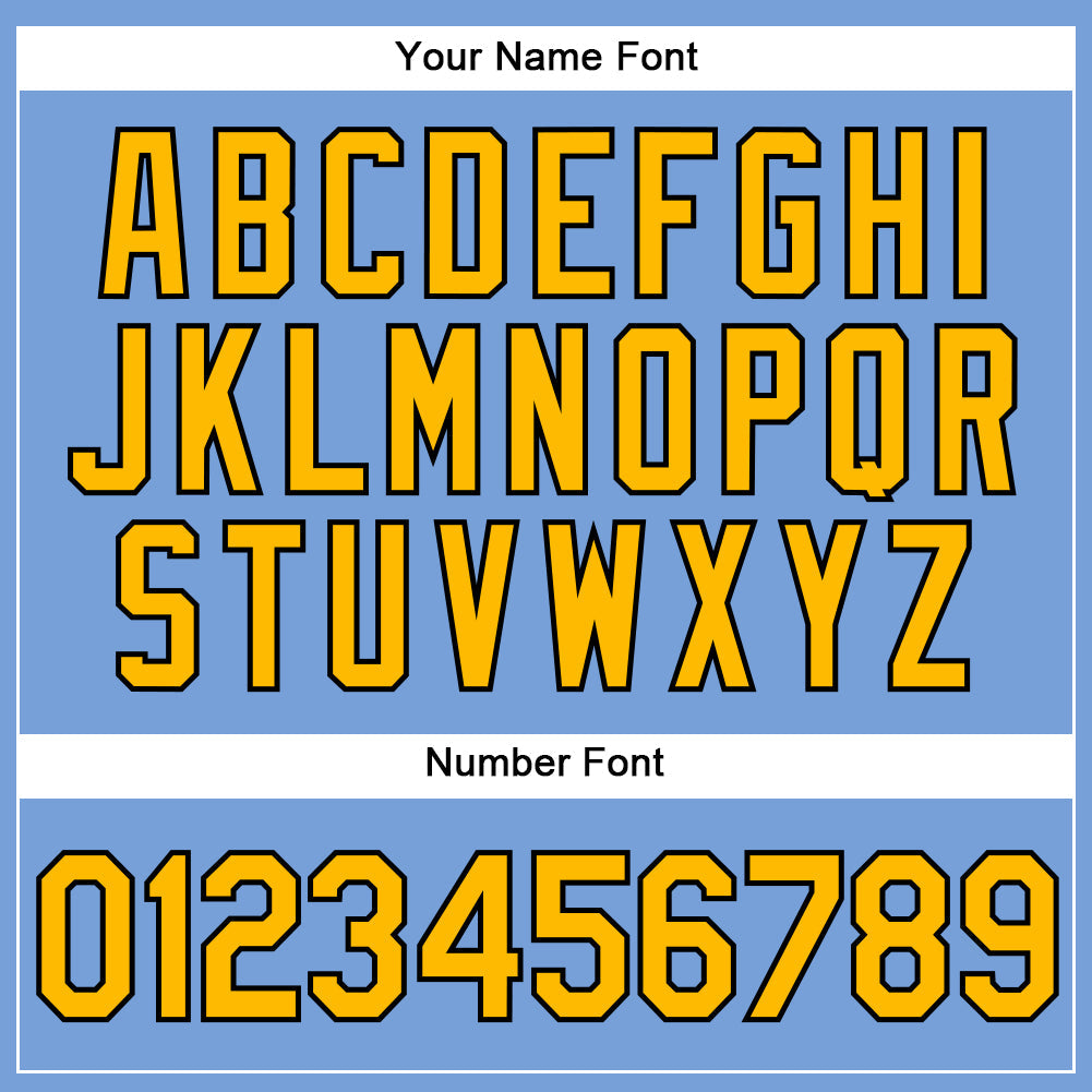 Custom Powder Blue Black Pinstripe Gold Authentic Baseball Jersey - Sky-Custom