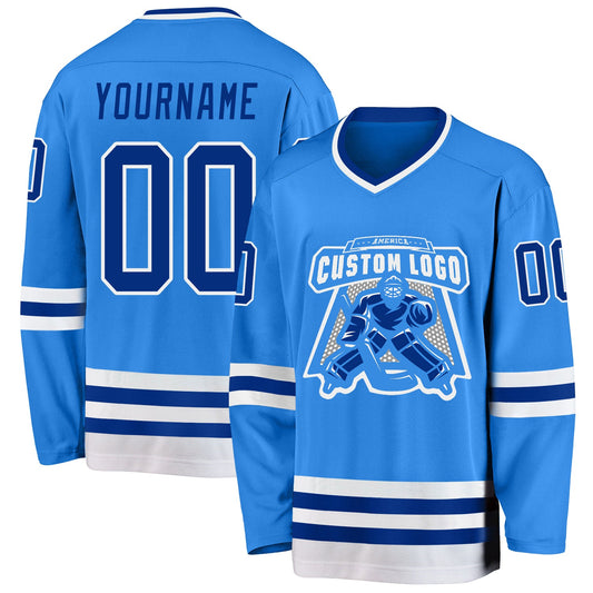 Custom Powder Blue Royal-White Hockey Jersey - Sky-Custom