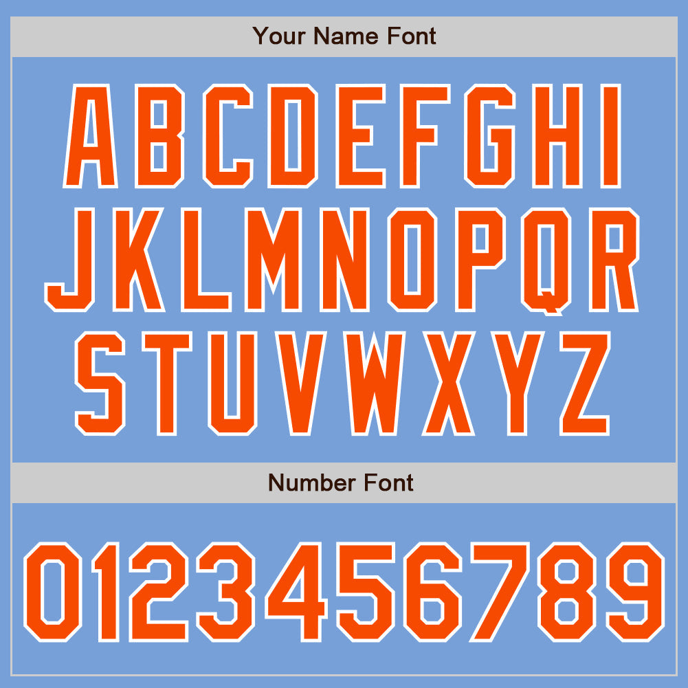 Custom Powder Blue Orange-White Authentic Baseball Jersey - Sky-Custom
