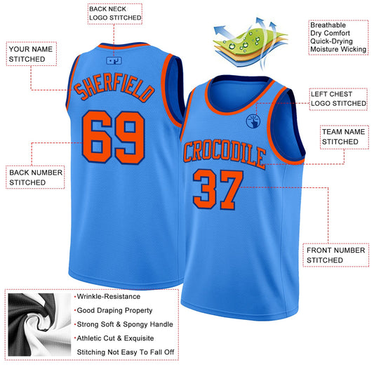 Custom Powder Blue Orange-Royal Authentic Basketball Jersey - Sky-Custom