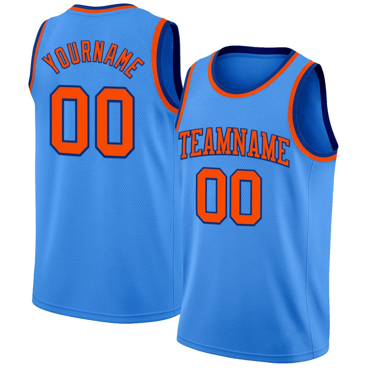 Custom Powder Blue Orange-Royal Authentic Basketball Jersey - Sky-Custom