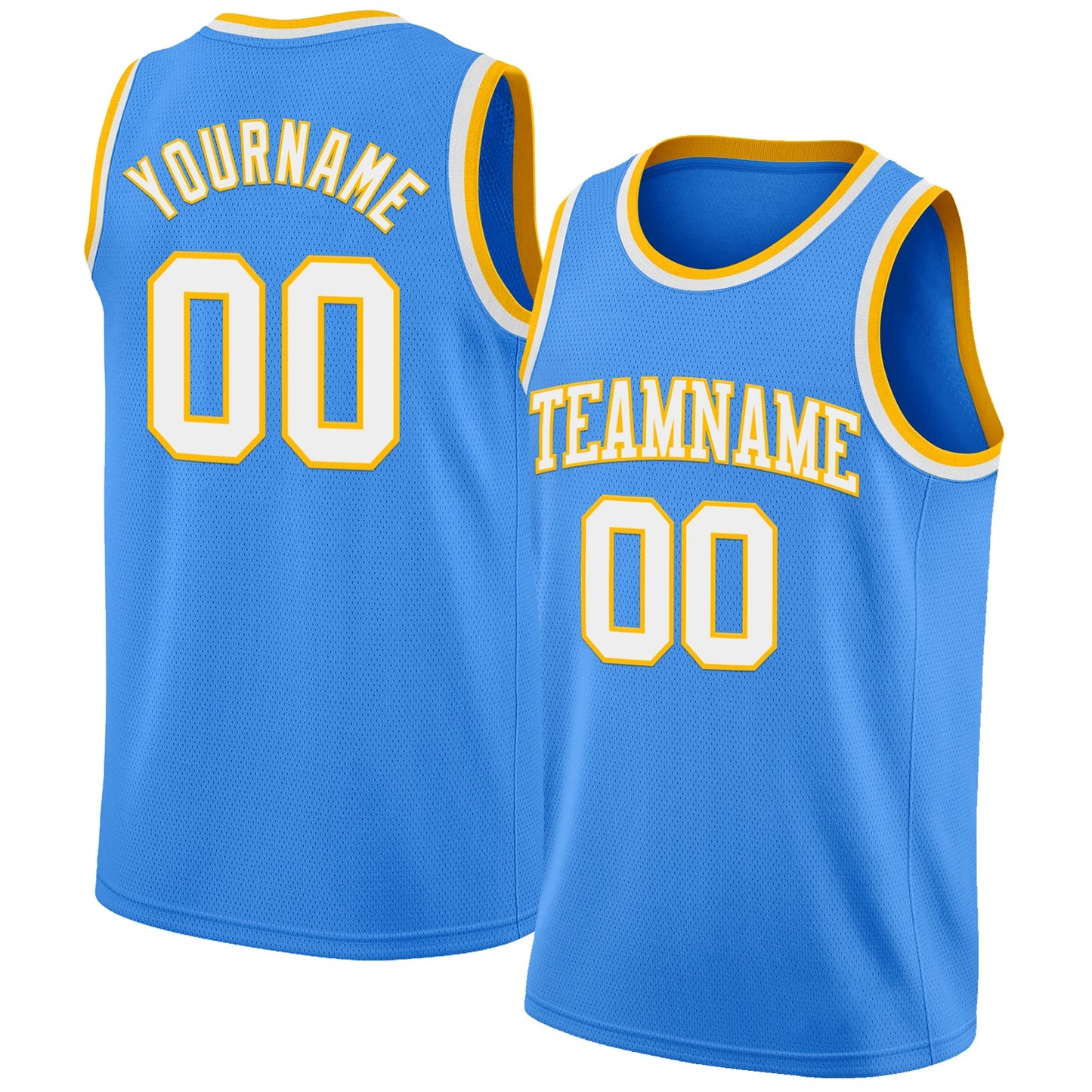 Custom Powder Blue White-Gold Authentic Basketball Jersey - Sky-Custom