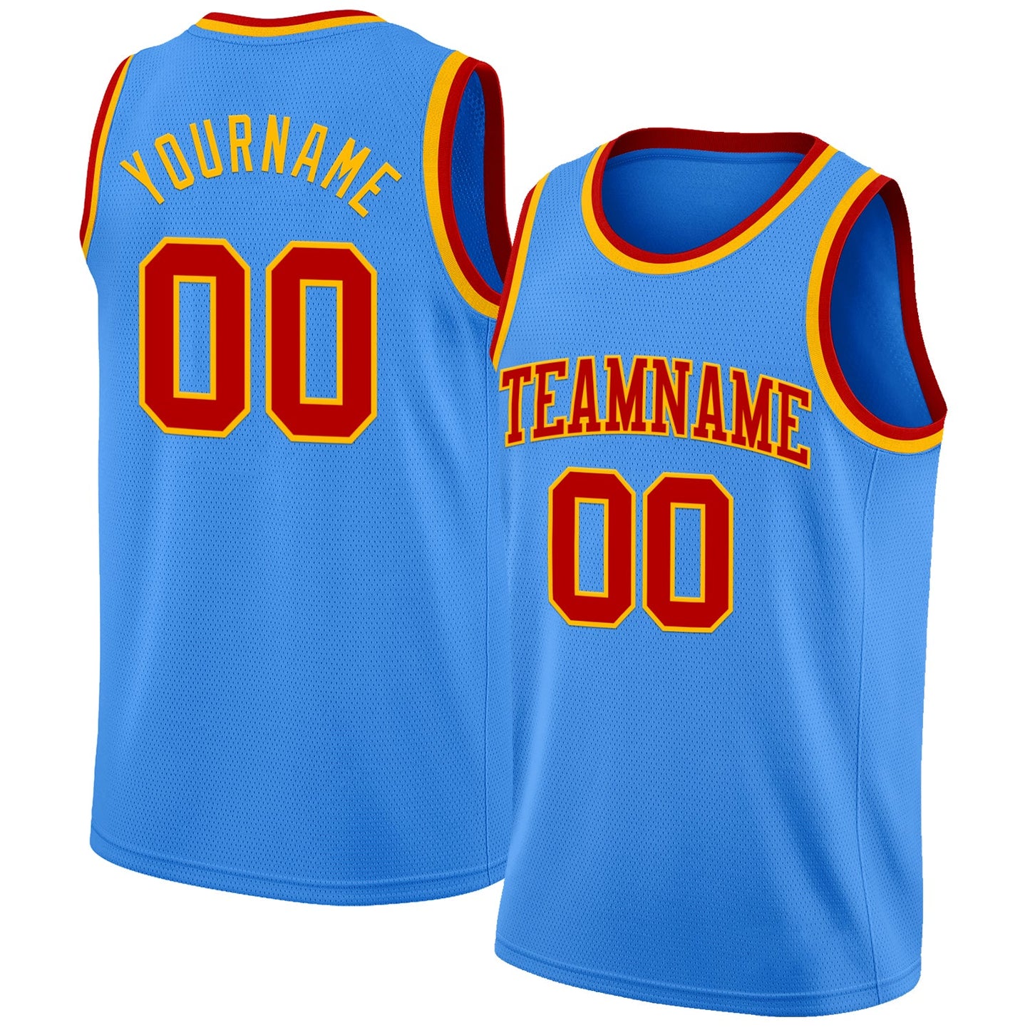 Custom Powder Blue Red-Gold Authentic Basketball Jersey - Sky-Custom