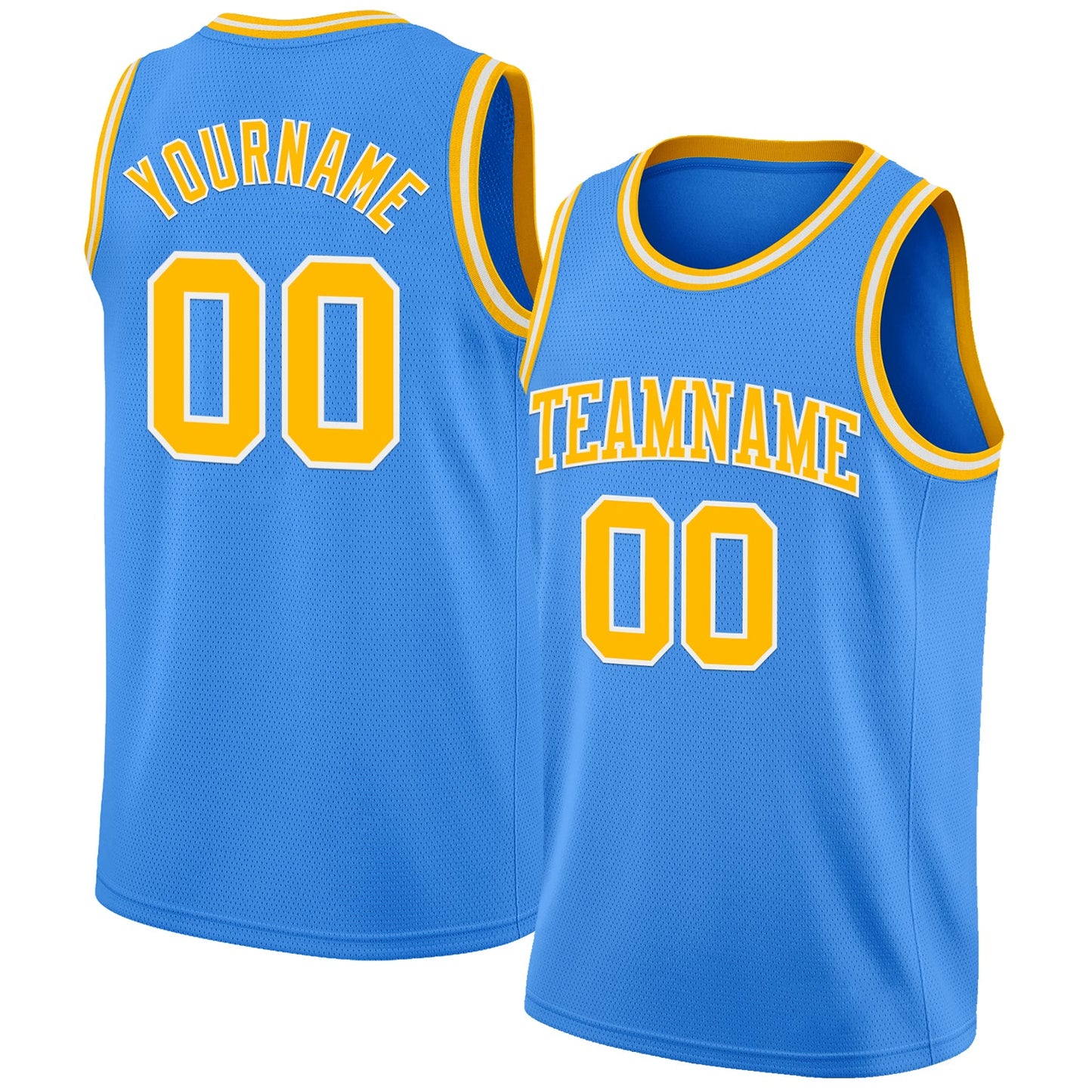 Custom Powder Blue Gold-White Authentic Basketball Jersey - Sky-Custom