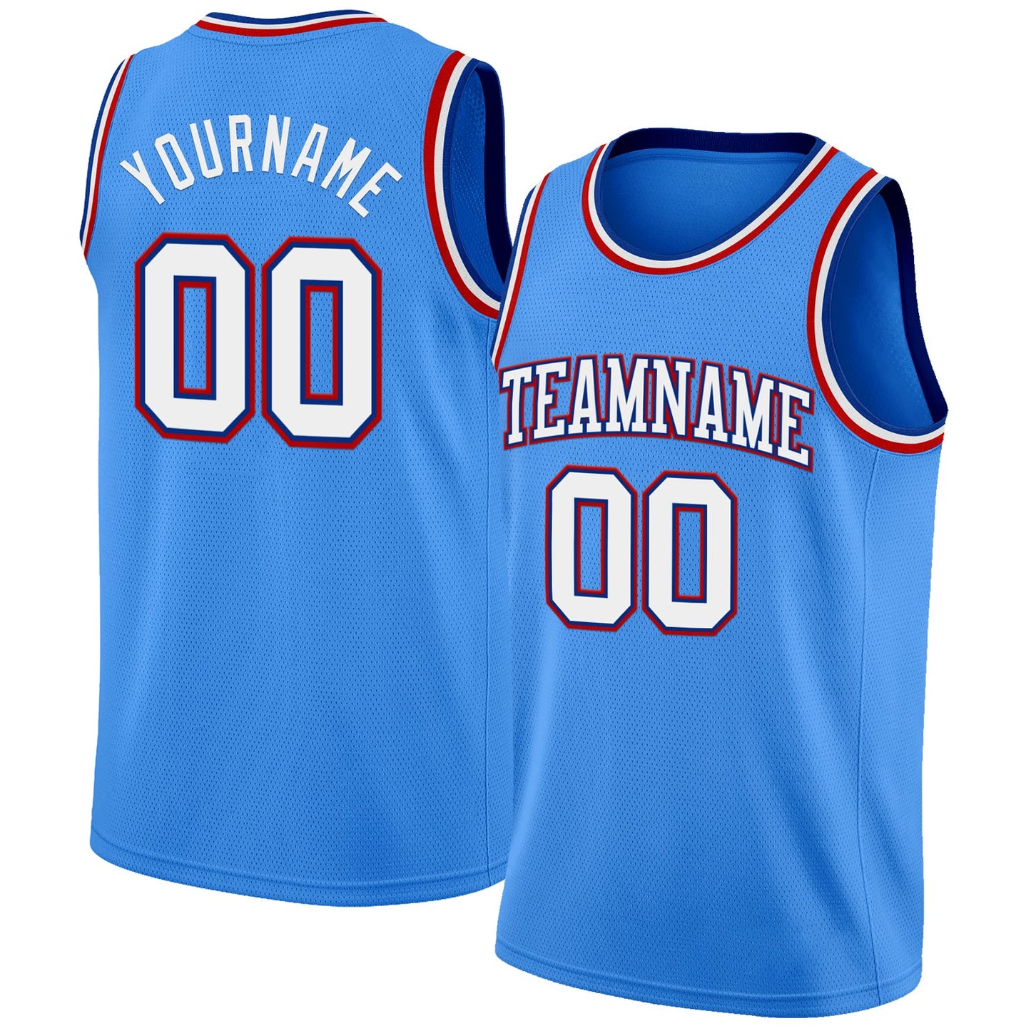 Custom Powder Blue White Royal-Red Authentic Basketball Jersey - Sky-Custom