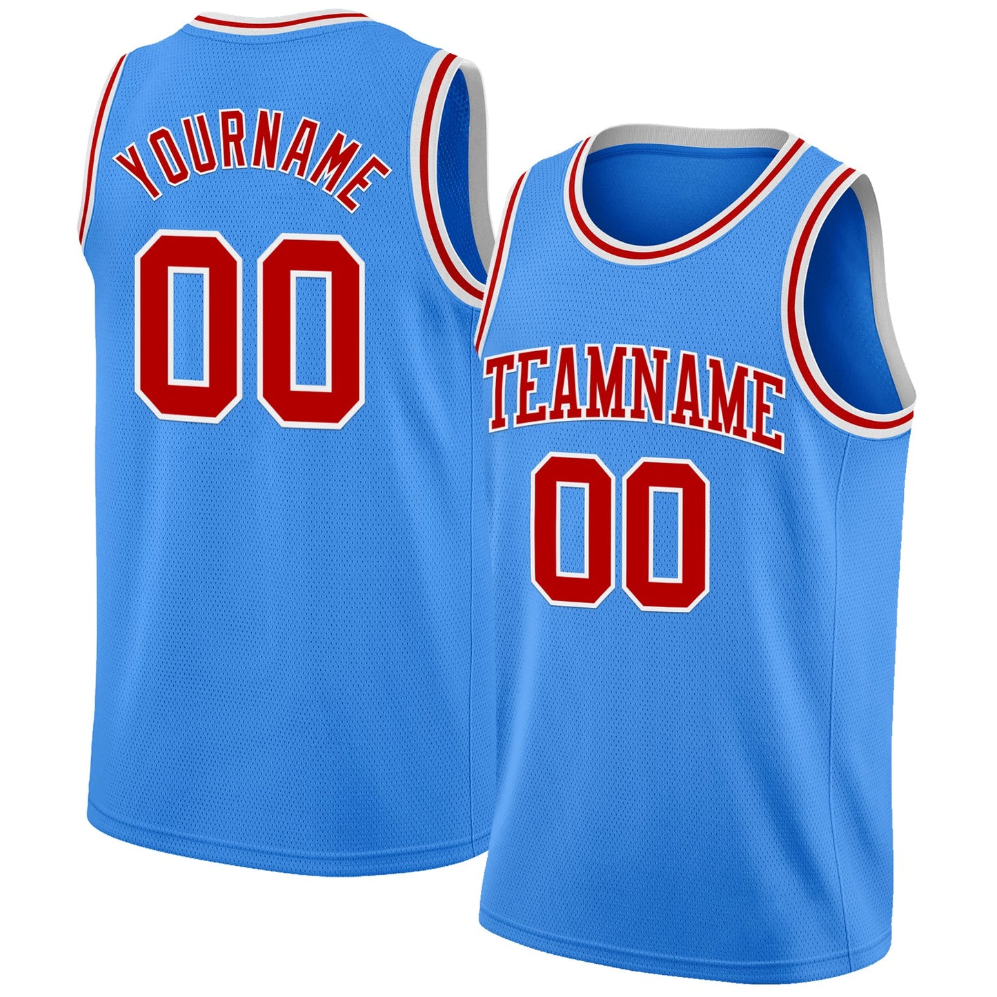 Custom Powder Blue Red-White Authentic Basketball Jersey - Sky-Custom