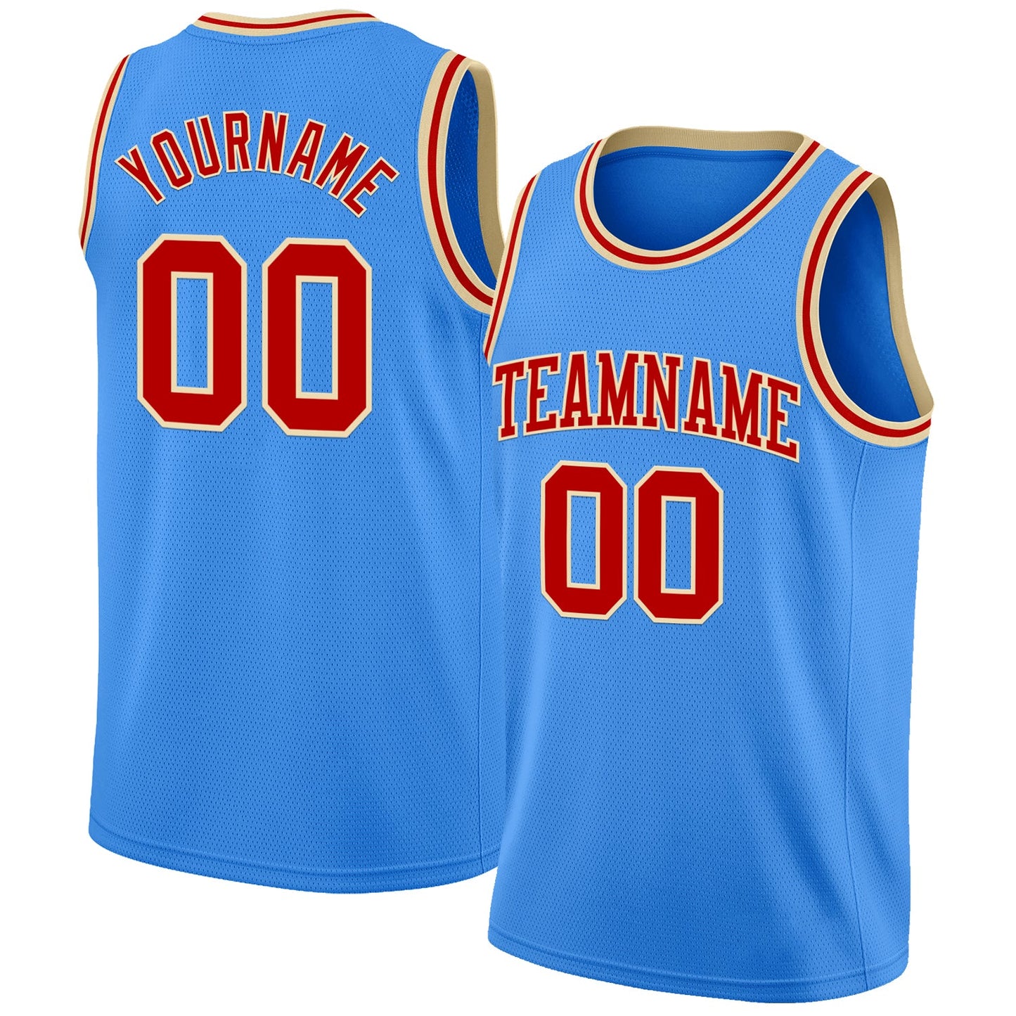 Custom Powder Blue Red-Cream Authentic Basketball Jersey - Sky-Custom