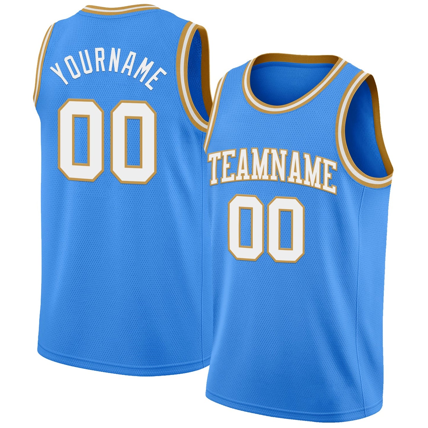 Custom Powder Blue White-Old Gold Authentic Basketball Jersey - Sky-Custom