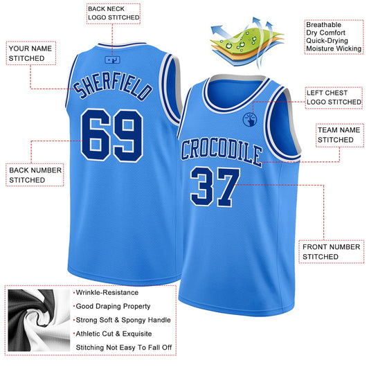 Custom Powder Blue Royal-White Authentic Basketball Jersey - Sky-Custom