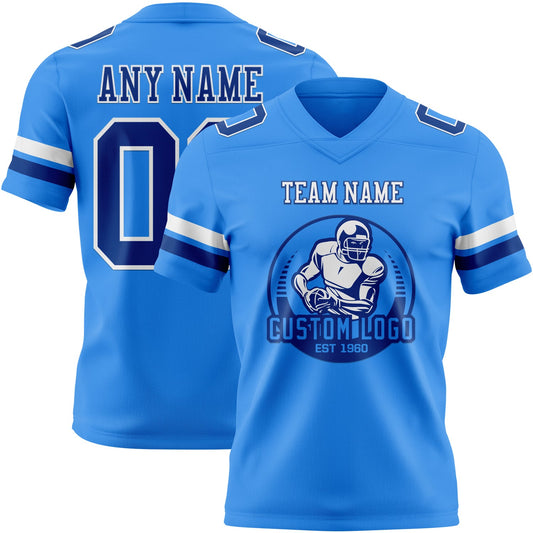 Custom Powder Blue Royal-White Mesh Authentic Football Jersey - Sky-Custom