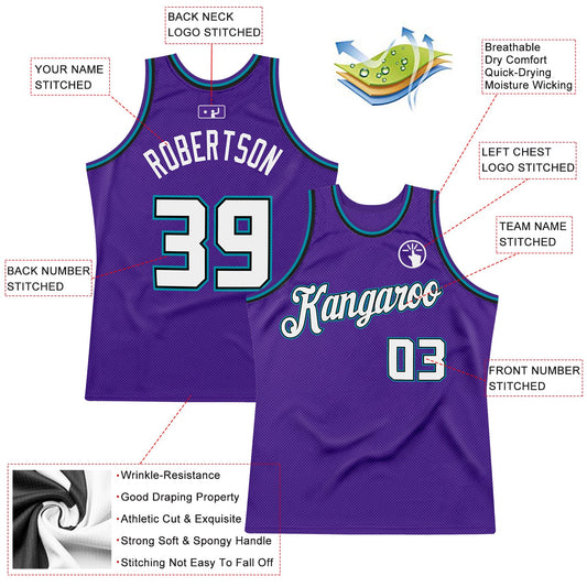 Custom Purple White-Teal Authentic Throwback Basketball Jersey - Sky-Custom