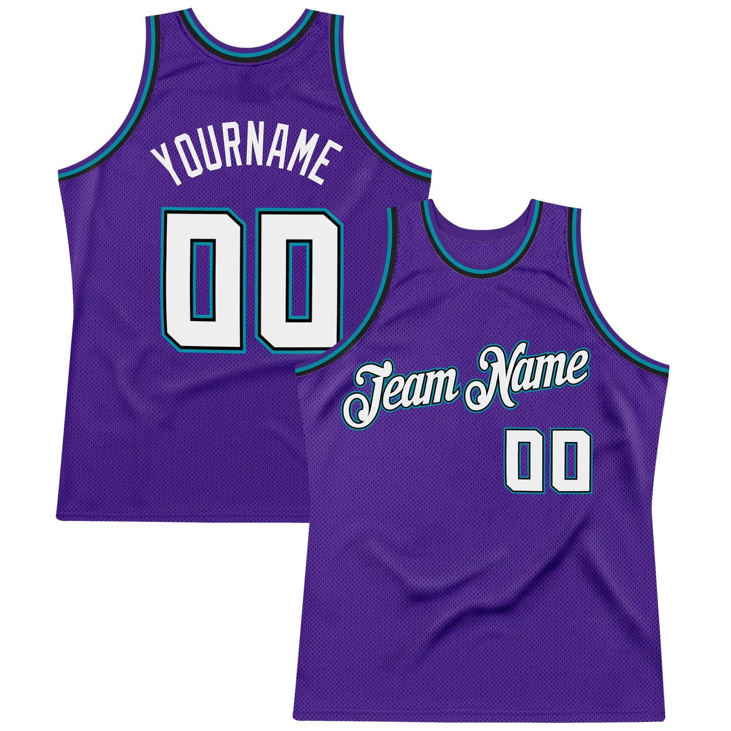 Custom Purple White-Teal Authentic Throwback Basketball Jersey - Sky-Custom