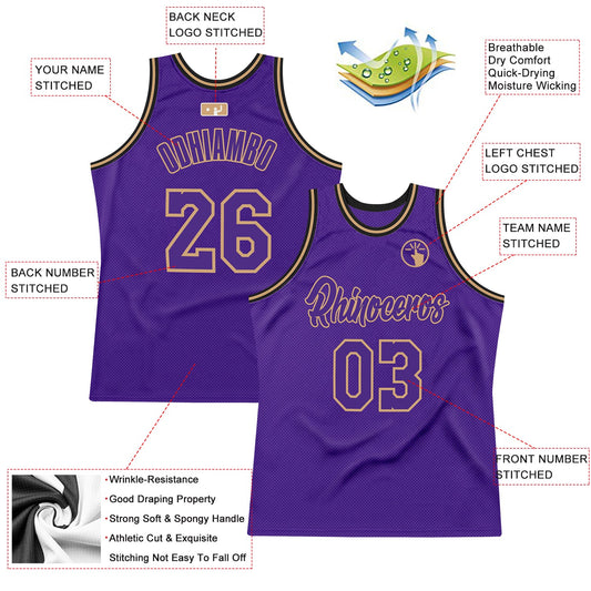 Custom Purple Purple-Old Gold Authentic Throwback Basketball Jersey - Sky-Custom