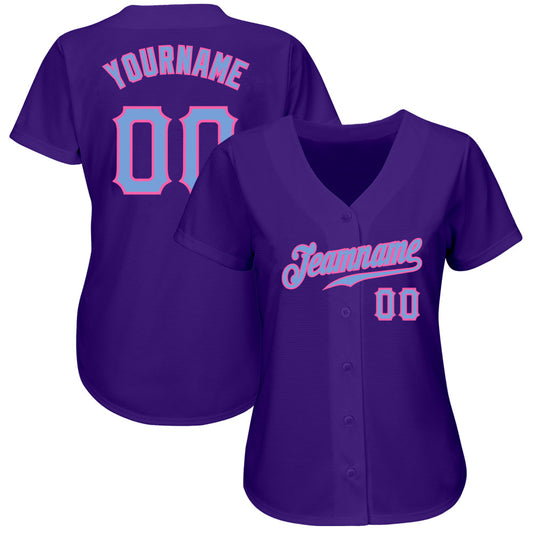 Custom Purple Light Blue-Pink Authentic Baseball Jersey - Sky-Custom