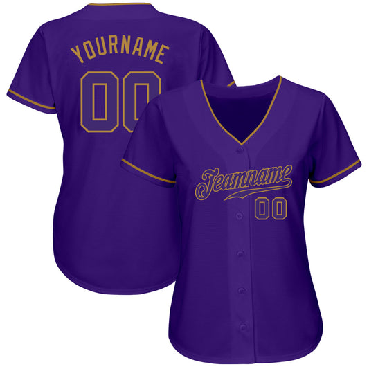 Custom Purple Purple-Old Gold Authentic Baseball Jersey - Sky-Custom