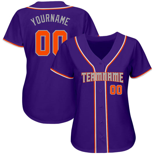 Custom Purple Orange-Gray Authentic Baseball Jersey - Sky-Custom