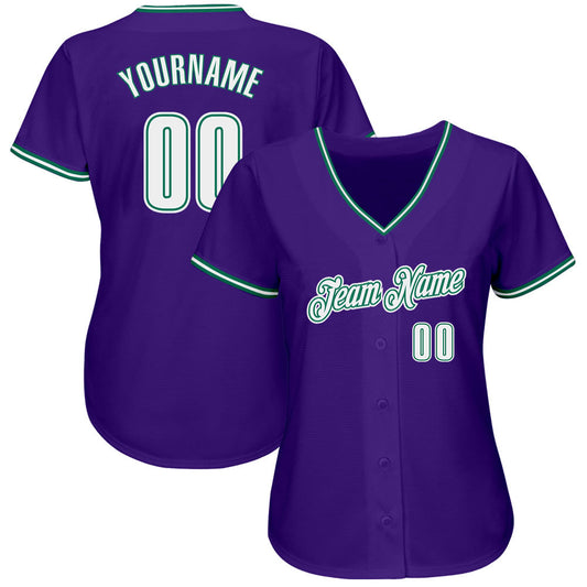 Custom Purple White-Kelly Green Authentic Baseball Jersey - Sky-Custom