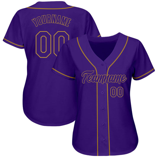 Custom Purple Purple-Old Gold Authentic Baseball Jersey - Sky-Custom