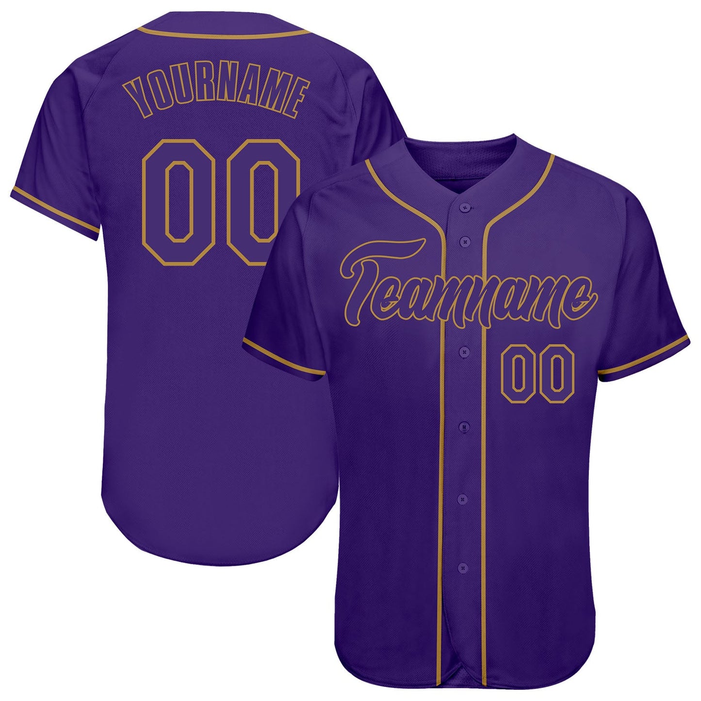 Custom Purple Purple-Old Gold Authentic Baseball Jersey - Sky-Custom
