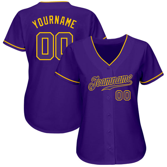 Custom Purple Purple-Gold Authentic Baseball Jersey - Sky-Custom