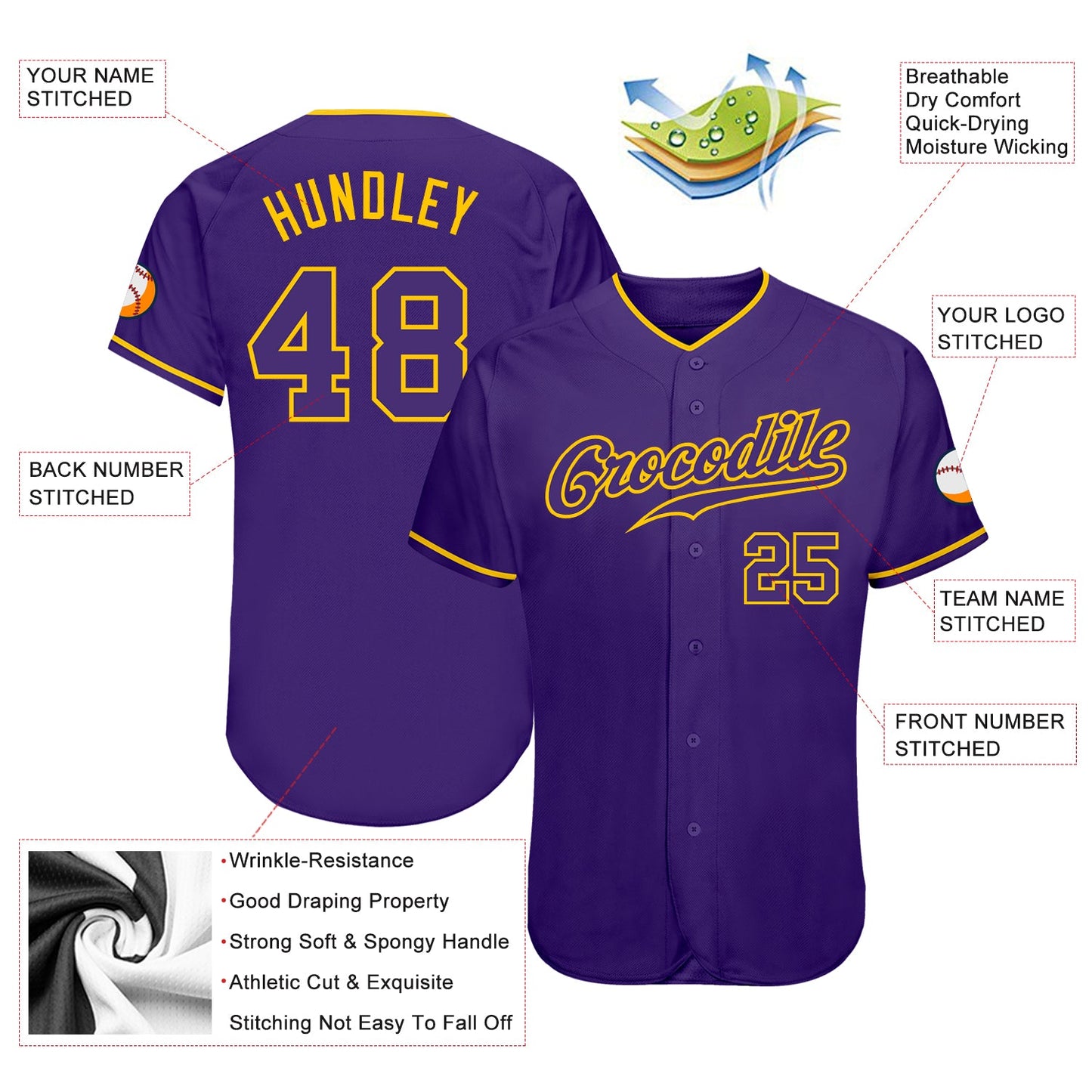 Custom Purple Purple-Gold Authentic Baseball Jersey - Sky-Custom