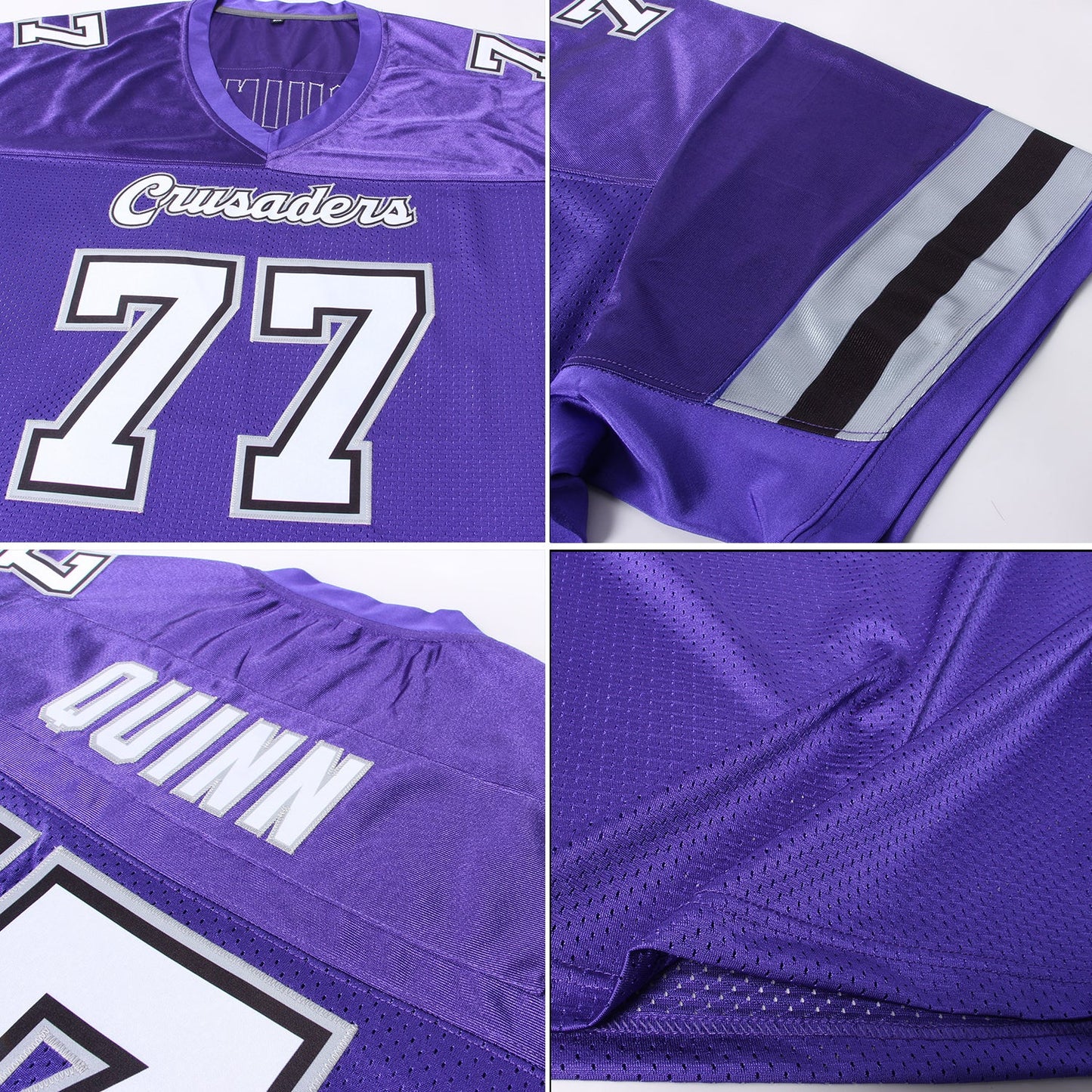 Custom Purple White-Gray Mesh Authentic Football Jersey - Sky-Custom