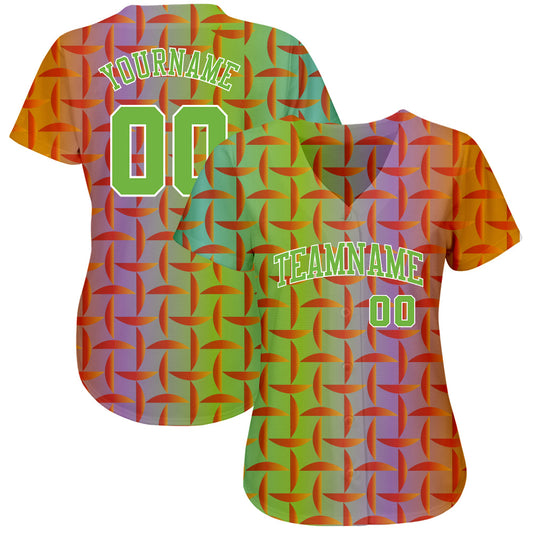 Custom Purple Neon Green-White 3D Pattern Design Authentic Baseball Jersey - Sky-Custom
