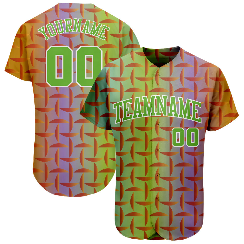 Custom Purple Neon Green-White 3D Pattern Design Authentic Baseball Jersey - Sky-Custom