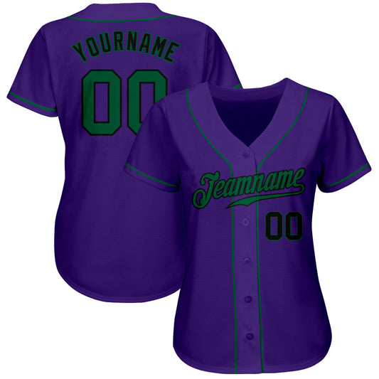 Custom Purple Kelly Green-Black Authentic Baseball Jersey - Sky-Custom