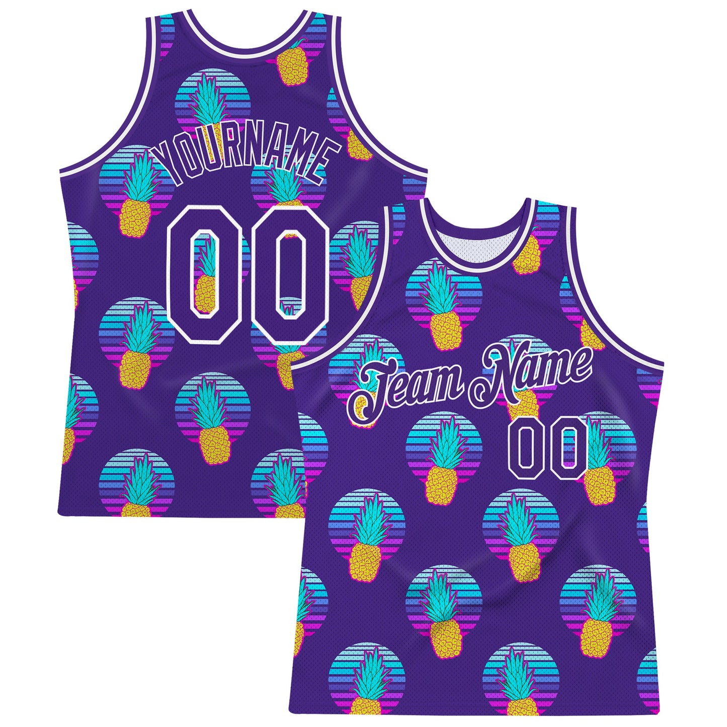 Custom Purple Purple-White 3D Pattern Design Pineapples Authentic Basketball Jersey - Sky-Custom