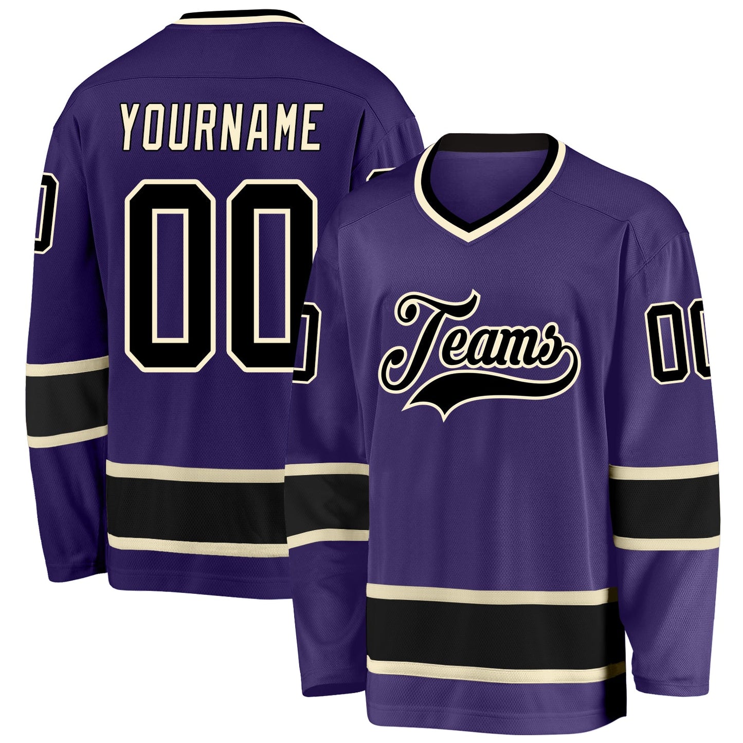 Custom Purple Black-Cream Hockey Jersey - Sky-Custom