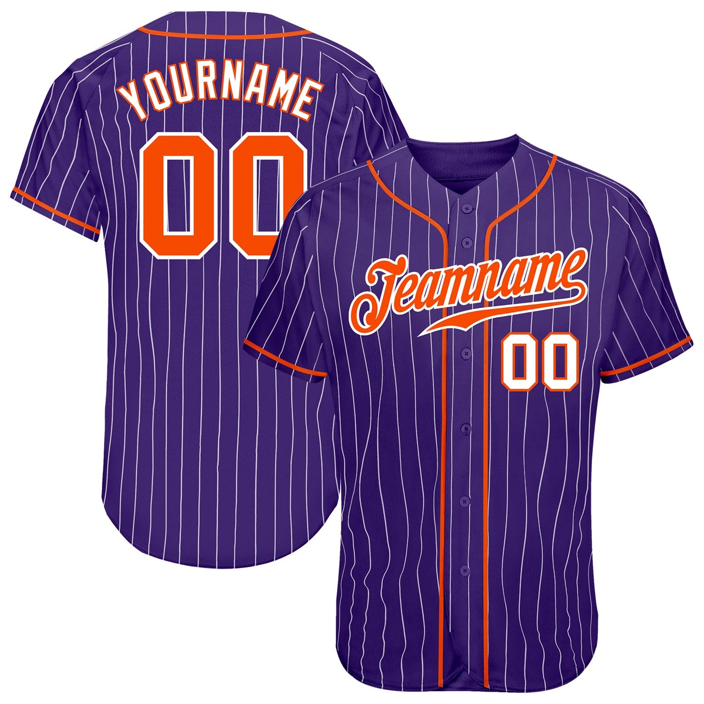Custom Purple White Pinstripe Orange-White Authentic Baseball Jersey - Sky-Custom