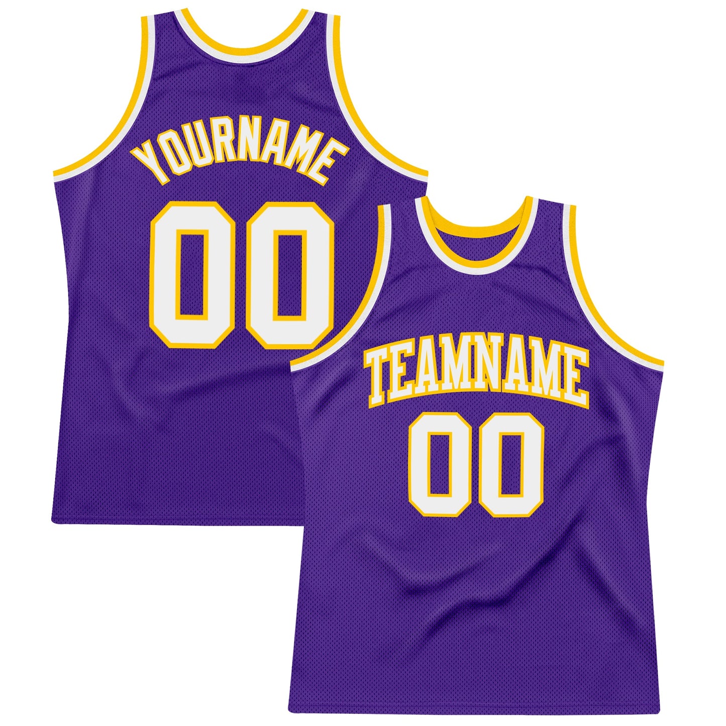 Custom Purple White-Gold Authentic Throwback Basketball Jersey - Sky-Custom