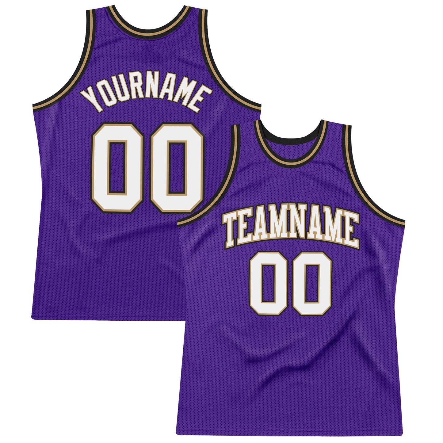 Custom Purple White-Old Gold Authentic Throwback Basketball Jersey - Sky-Custom