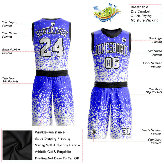 Custom Purple White-Black Round Neck Sublimation Basketball Suit Jersey - Sky-Custom