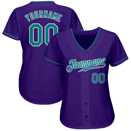Custom Purple Teal-White Authentic Baseball Jersey - Sky-Custom