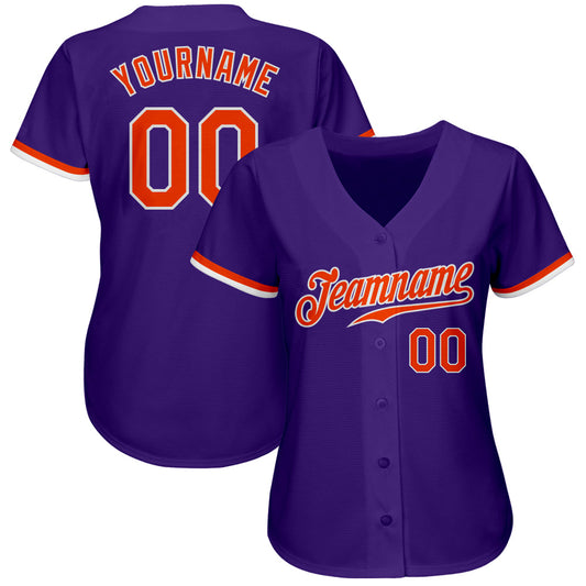 Custom Purple Orange-White Authentic Baseball Jersey - Sky-Custom